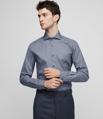 Reiss Shaffer - Slim Melange Shirt In Blue, Mens, Size S