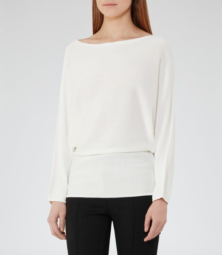 Reiss Evanna - Slash-neck Jumper In White, Womens, Size Xs