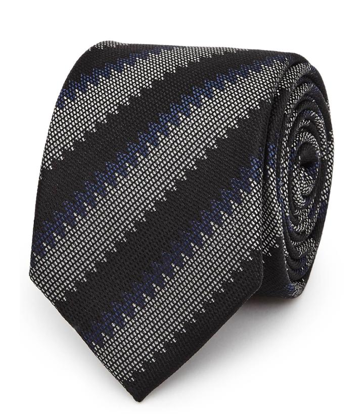 Reiss Dornell - Mens Striped Silk Tie In Black, Size One Size