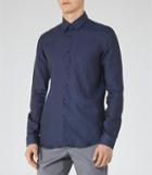 Reiss Nicky - Linen Button Down Shirt In Blue, Mens, Size Xs
