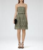 Reiss Demetra - Womens Strapless Lace Dress In Green, Size 6