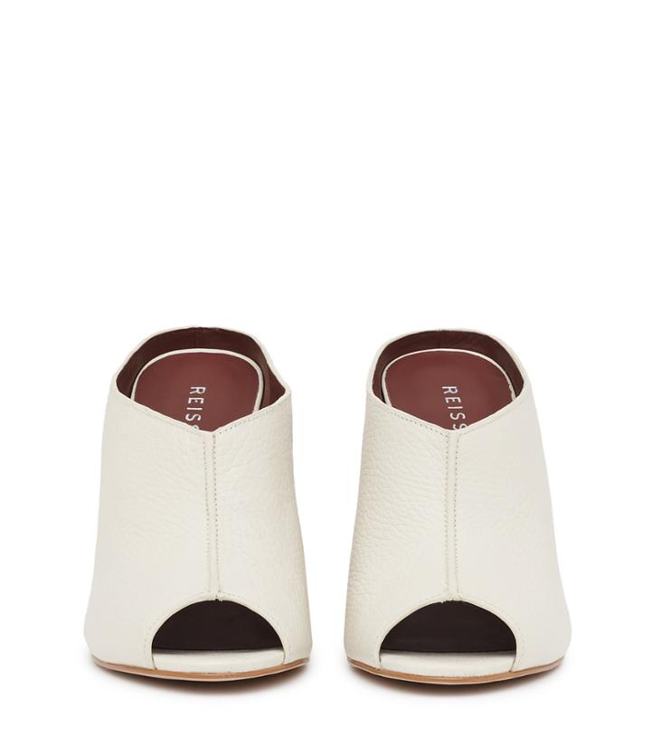 Reiss Marcel - Peep-toe Block Heel Mules In White, Womens, Size 5