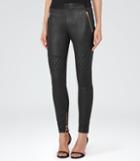 Reiss Drift - Womens Leather Biker Trousers In Black, Size 6