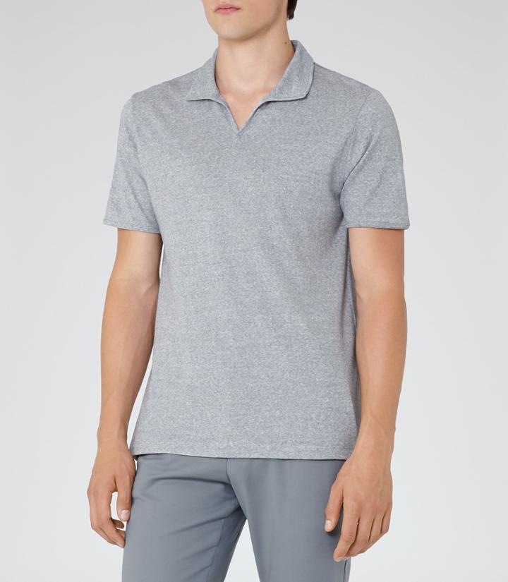 Reiss Almancil - Mens Open Collar Polo Shirt In Blue, Size S