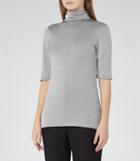 Reiss Britany - Womens Metallic High-neck Top In Grey, Size Xs