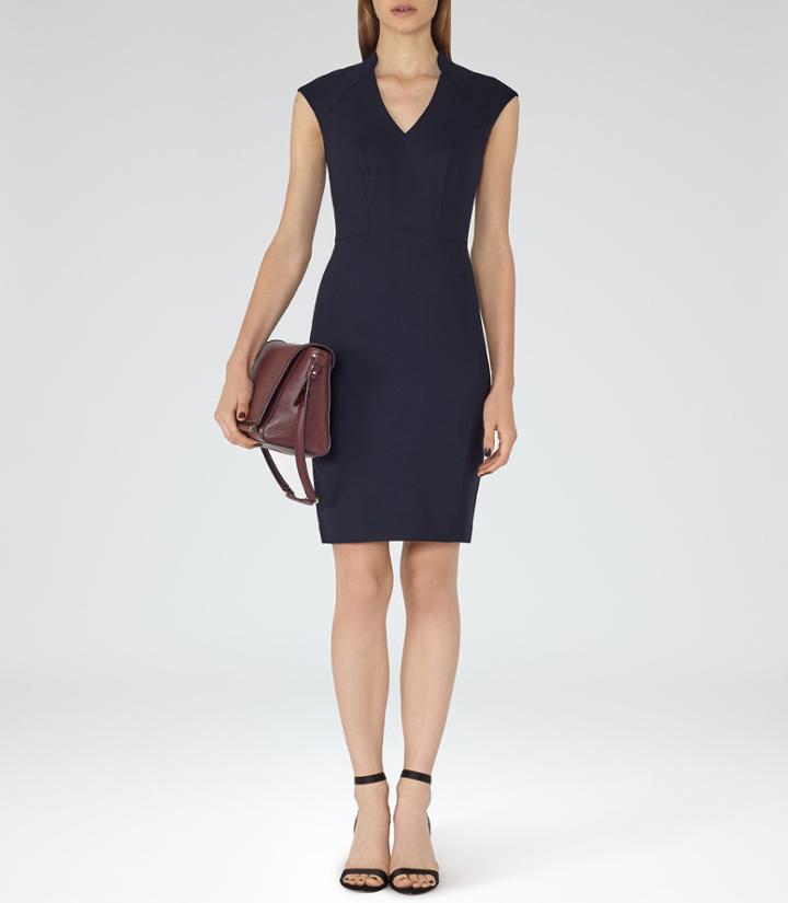 Reiss Seville Dress - Womens Tailored Dress In Blue, Size 14