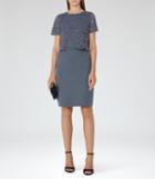 Reiss Darby - Womens Lace And Neoprene Dress In Blue, Size 6