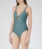 Reiss Amara - Womens Cross-back Swimsuit In Blue, Size Xs