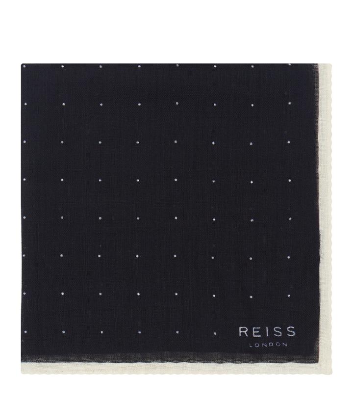 Reiss Cinta - Spotted Pocket Square In Blue, Mens