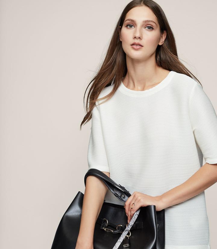 Reiss Marcey - Textured Button-back Top In White, Womens, Size Xs
