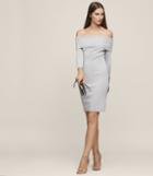 Reiss Madeline - Off-the-shoulder Knitted Dress In Grey, Womens, Size 2