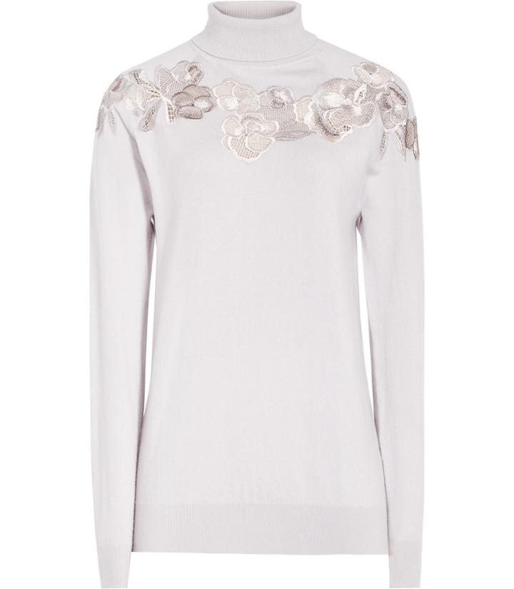 Reiss Alo - Womens Embroidered Roll-neck Jumper In Brown, Size Xs