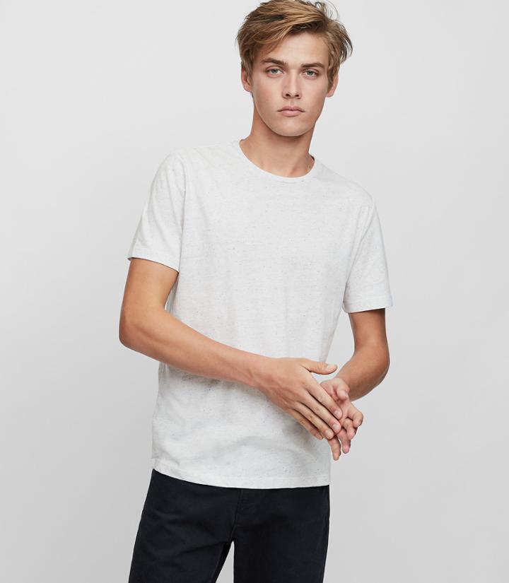 Reiss Nate - Flecked Crew-neck T-shirt In White, Mens, Size S