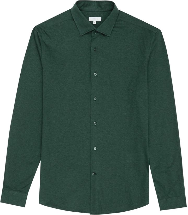 Reiss Hilson - Jersey Cotton Shirt In Green, Mens, Size Xs