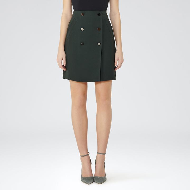 Reiss Saffron - Womens Button-front Skirt In Green