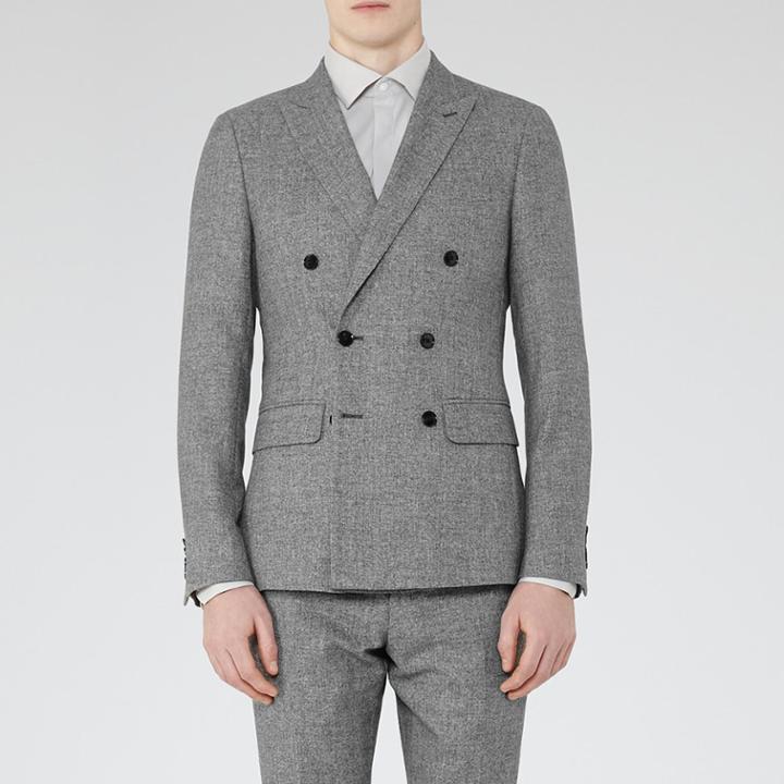 Reiss Bribe B - Mens Mottled Weave Blazer In Grey