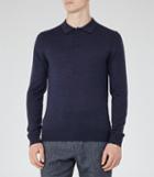 Reiss Mansion - Mens Merino Polo Shirt In Blue, Size L