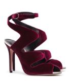 Reiss Monda Velvet - Womens Velvet Sandals In Red, Size 6