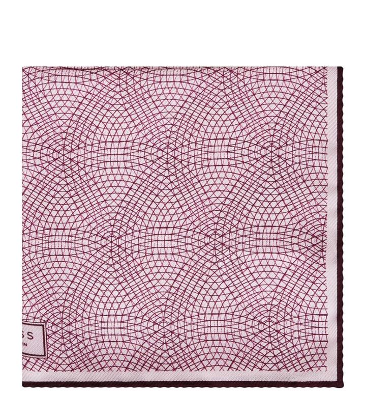 Reiss Bolt - Mens Patterned Silk Pocket Square In Red, Size One Size