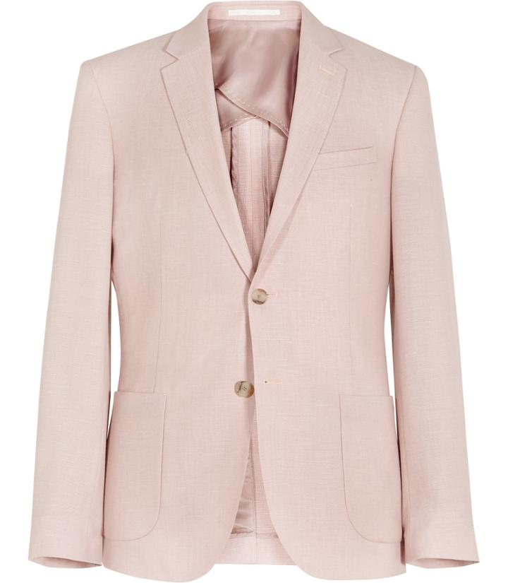 Reiss Tate B - Mens Wool And Linen Blazer In Pink, Size 36
