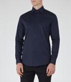 Reiss Zinc - Mens Slim Stretch Shirt In Blue, Size L