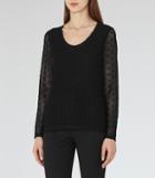 Reiss Molly - Long-sleeve Lace Top In Black, Womens, Size Xs