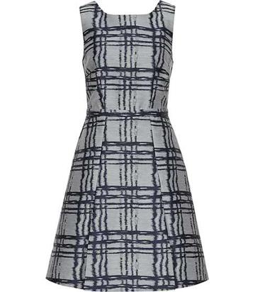Reiss Peron Check Fit And Flare Dress