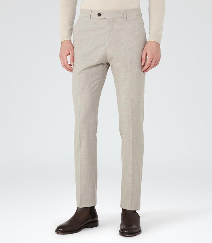 Reiss Boston - Mens Slim-fit Tailored Trousers In Brown, Size 30