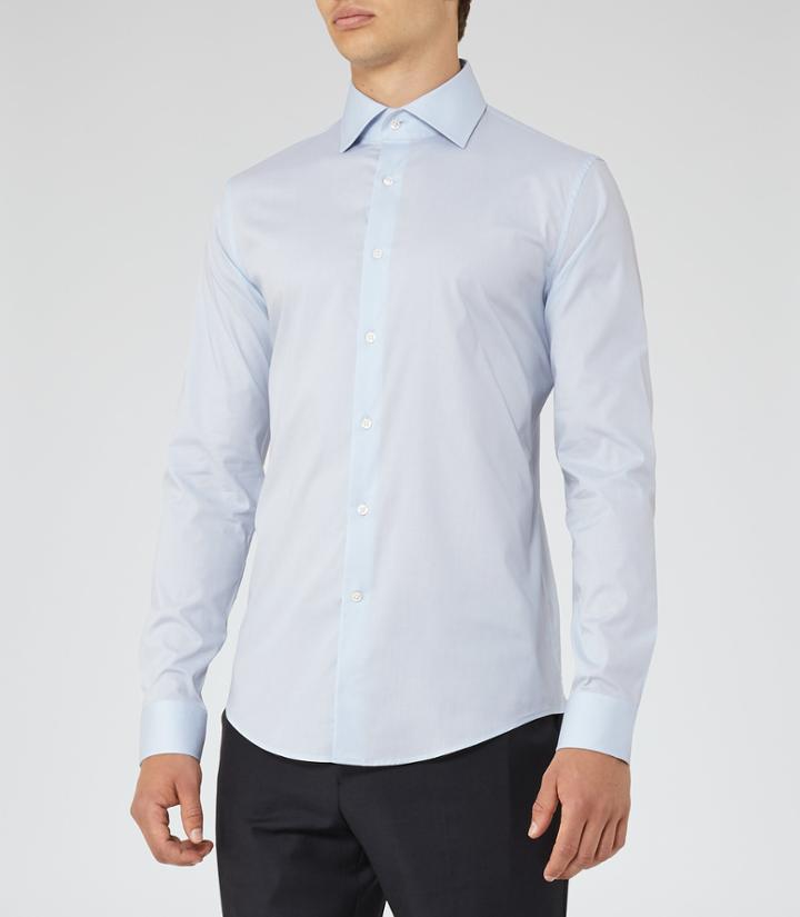 Reiss Oxide - Slim-fit Stretch Shirt In Blue, Mens, Size Xs