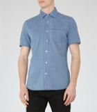 Reiss Kitt - Short Sleeve Denim Shirt In Blue, Mens, Size S