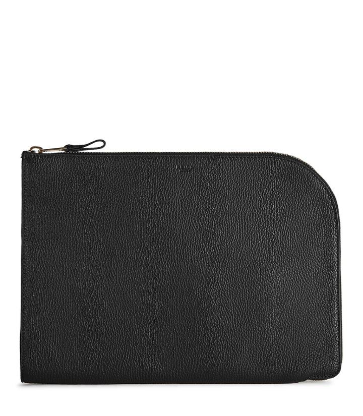 Reiss Bayfield - Grained Leather Pouch In Black, Mens