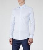 Reiss Zinc - Mens Slim Stretch Shirt In Blue, Size M