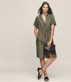 Reiss Isabeli - Short Sleeved Dress In Green, Womens, Size 0