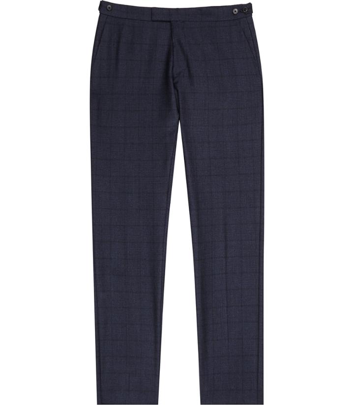 Reiss Hour T - Mens Checked Tailored Trousers In Blue, Size 28