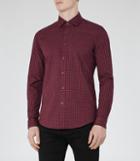 Reiss El Rouge - Mens Checked Slim Shirt In Red, Size Xs
