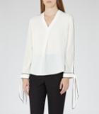 Reiss Monique - Womens Bow-cuff Silk Shirt In White, Size 4