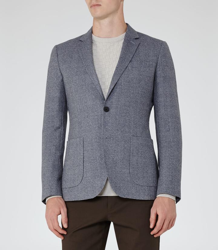 Reiss Babeto - Patch Pocket Blazer In Blue, Mens, Size 36