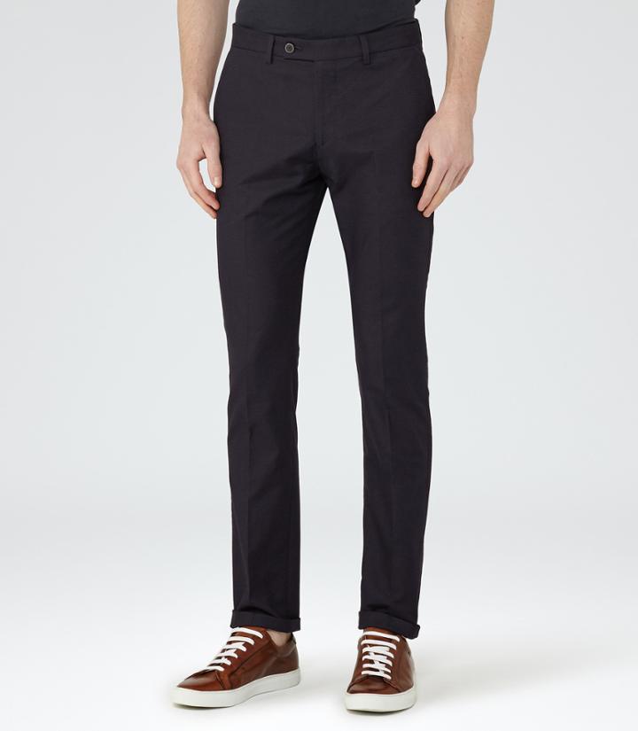 Reiss Trump - Textured Tailored Trousers In Blue, Mens, Size 28