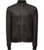 Reiss Bruno - Mens Funnel Neck Bomber Jacket In Brown, Size S