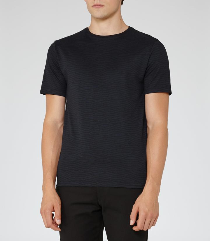 Reiss Snipe - Mens Tonal Pattern T-shirt In Blue, Size S