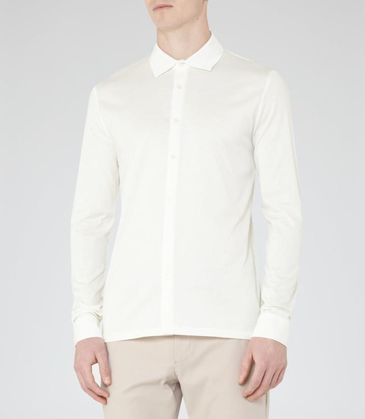 Reiss Chapter - Mercerised Cotton Shirt In White, Mens, Size Xs