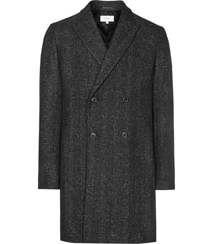 Reiss Basset - Mens Double-breasted Coat In White, Size Xs