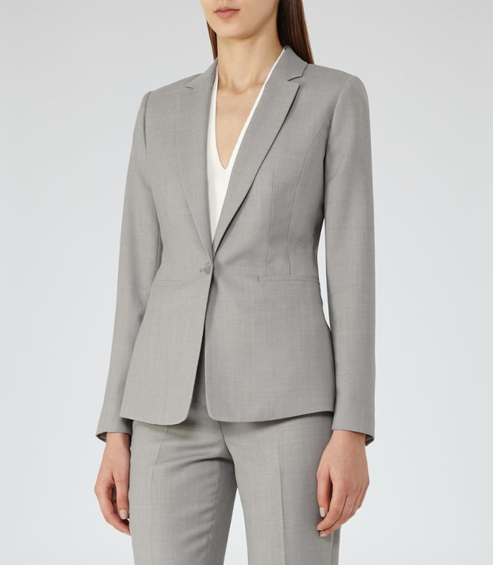 Reiss Kent Jacket - Womens Single-breasted Blazer In Grey, Size 4