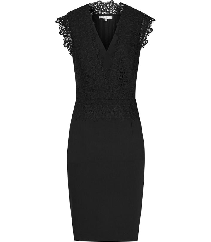 Reiss Joelie - Womens Lace-top Dress In Black, Size 4