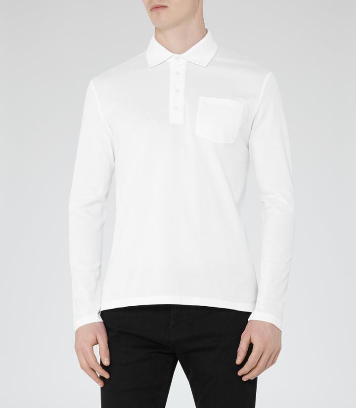 Reiss Santi - Mens Cotton Polo Shirt In White, Size Xs