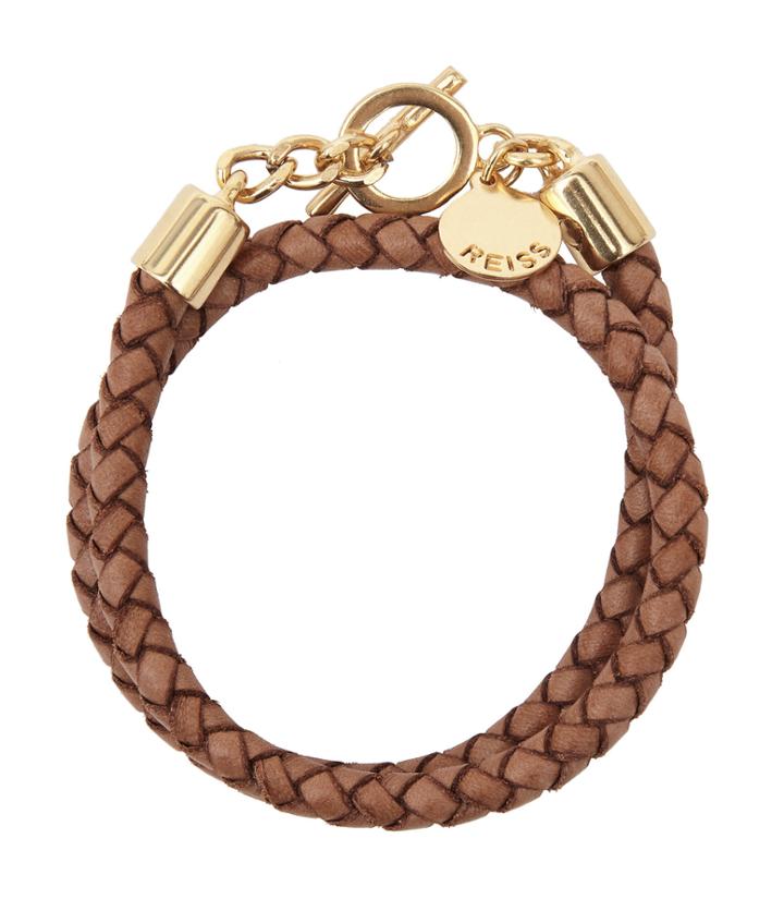 Reiss Toucan - Womens Leather And Metal Bracelet In Brown, One Size