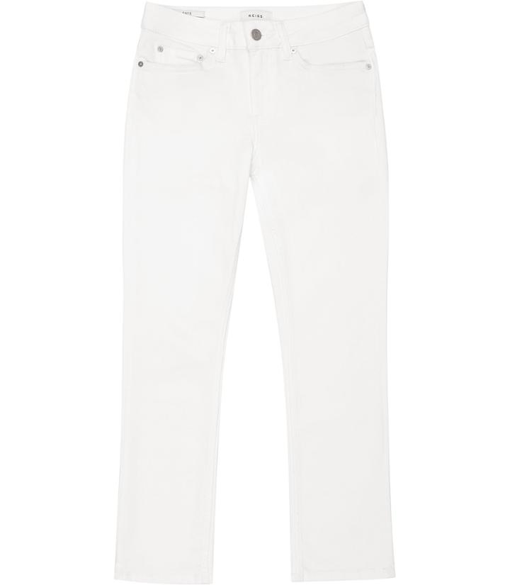 Reiss Faye Off White - Cropped Kick-flare Jeans In White, Womens, Size 25