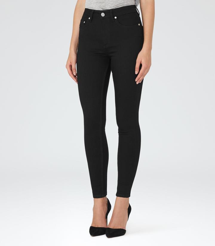 Reiss Helvin Black - High-rise Skinny Jeans In Black, Womens, Size 26