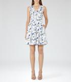 Reiss Anabella - Womens Printed Fit And Flare Dress In Blue, Size 6