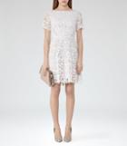 Reiss Eleania - Womens Lace Fit And Flare Dress In Cream, Size 4